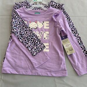 Wonder Nation Lavender Long Sleeve Shirt with Polka Dots